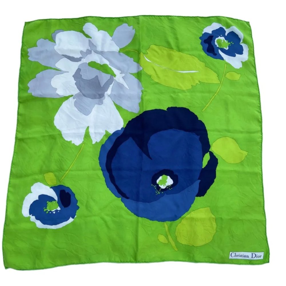 SOLD - Vintage Christian Dior Scarf Green & Blue